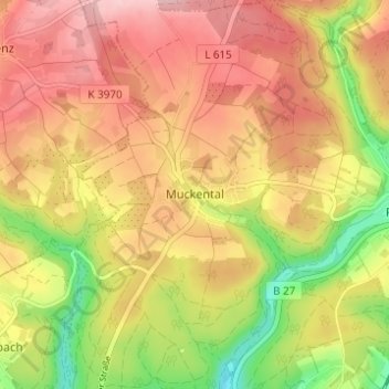 Carte topographique Muckental, altitude, relief