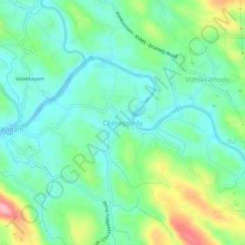 Carte topographique Chenappady, altitude, relief
