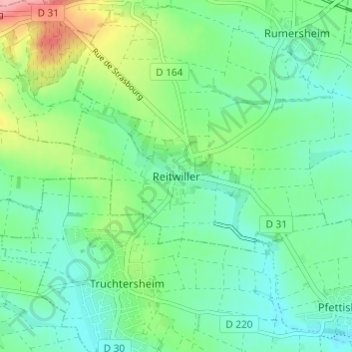Carte topographique Reitwiller, altitude, relief