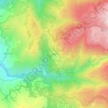 Carte topographique Lordelo, altitude, relief