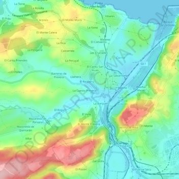 Carte topographique El Empalme, altitude, relief