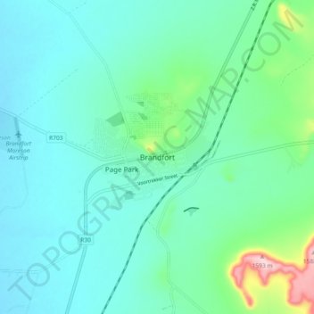 Carte topographique Brandfort, altitude, relief