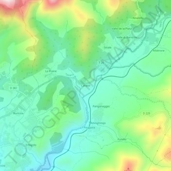 Carte topographique Carazzi, altitude, relief