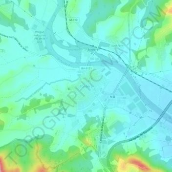 Carte topographique Tordera, altitude, relief