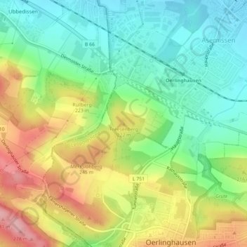 Carte topographique Freesenberg, altitude, relief