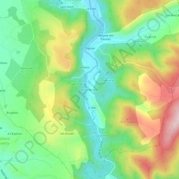 Carte topographique Brian de Vere, altitude, relief