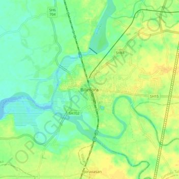 Carte topographique Bilimora, altitude, relief