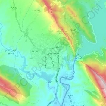 Carte topographique Darbandichan, altitude, relief