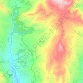 Carte topographique Laneia, altitude, relief