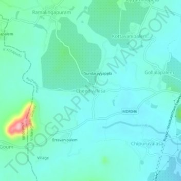 Carte topographique Cheedivalasa, altitude, relief