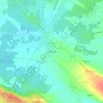 Carte topographique Saute Bergère, altitude, relief
