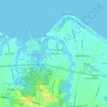Carte topographique West Keansburg, altitude, relief