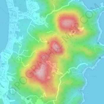 Carte topographique Tanote Peak, altitude, relief