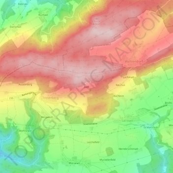 Carte topographique Juch, altitude, relief