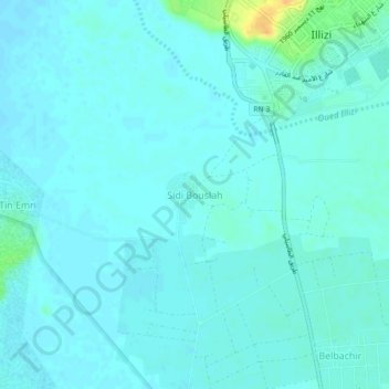 Carte topographique Sidi Bouslah, altitude, relief