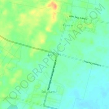 Carte topographique Mantewe, altitude, relief