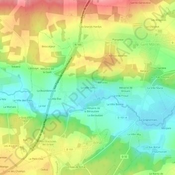 Carte topographique La Ville Glin, altitude, relief