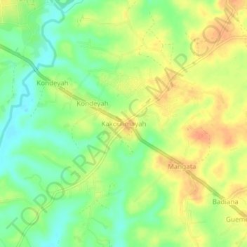 Carte topographique Kakoulimayah, altitude, relief