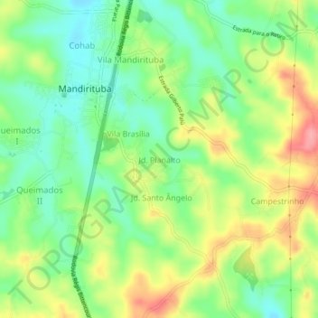 Carte topographique Jd. Planalto, altitude, relief