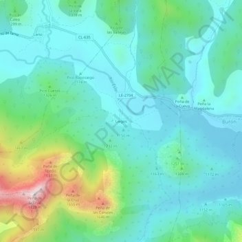 Carte topographique Liegos, altitude, relief