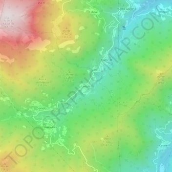 Carte topographique Liveglia, altitude, relief