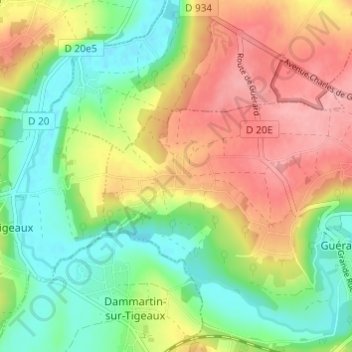 Carte topographique Monthérand, altitude, relief