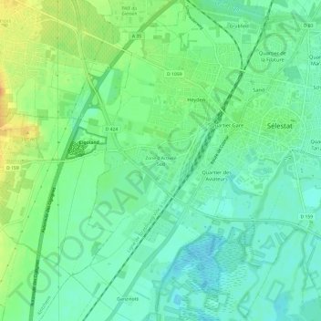 Carte topographique Zone d'Activité Sud, altitude, relief