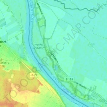 Carte topographique Besandten, altitude, relief
