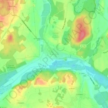 Carte topographique Arandon, altitude, relief