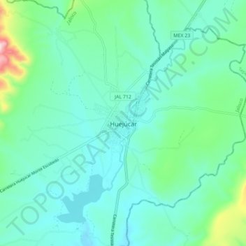 Carte topographique Huejúcar, altitude, relief