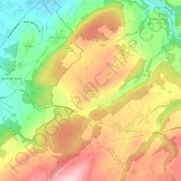 Carte topographique Mannens, altitude, relief