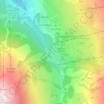 Carte topographique Les Déserts, altitude, relief