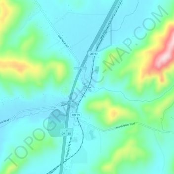 Carte topographique Wilbur, altitude, relief