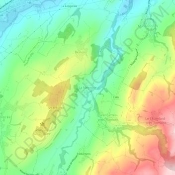 Carte topographique La Neirigue, altitude, relief
