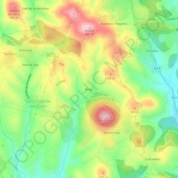 Carte topographique Rogel, altitude, relief