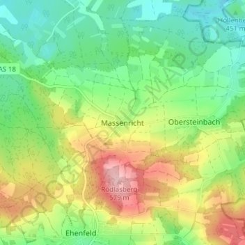 Carte topographique Massenricht, altitude, relief
