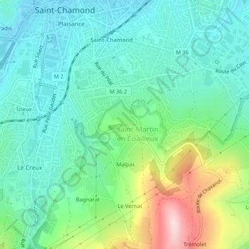Carte topographique Le Platre, altitude, relief