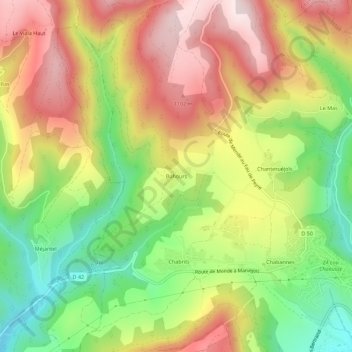 Carte topographique Bahours, altitude, relief