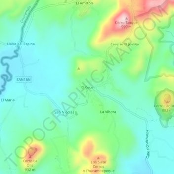 Carte topographique El Coco, altitude, relief