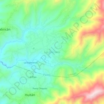 Carte topographique Los Corrales, altitude, relief
