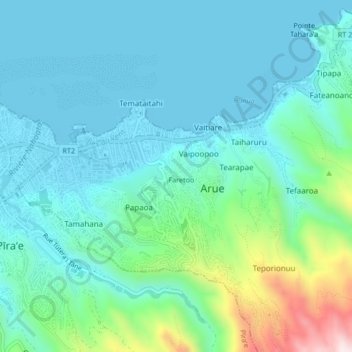 Carte topographique Faretoo, altitude, relief