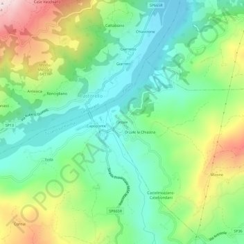 Carte topographique Orzale, altitude, relief