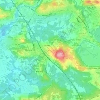 Carte topographique Malgesso, altitude, relief