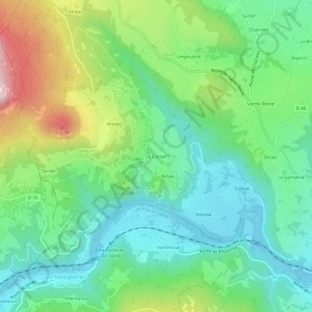 Carte topographique Le Corset, altitude, relief