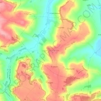 Carte topographique Lagarde-Fimarcon, altitude, relief