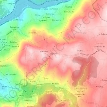 Carte topographique Lagocios, altitude, relief