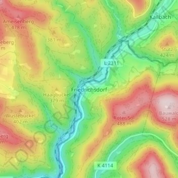 Carte topographique Friedrichsdorf, altitude, relief