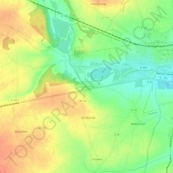 Carte topographique La Butte, altitude, relief