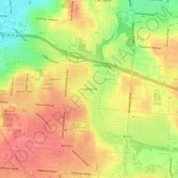 Carte topographique Hearthstone, altitude, relief