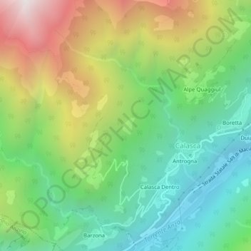 Carte topographique Alpe Cascinolo, altitude, relief